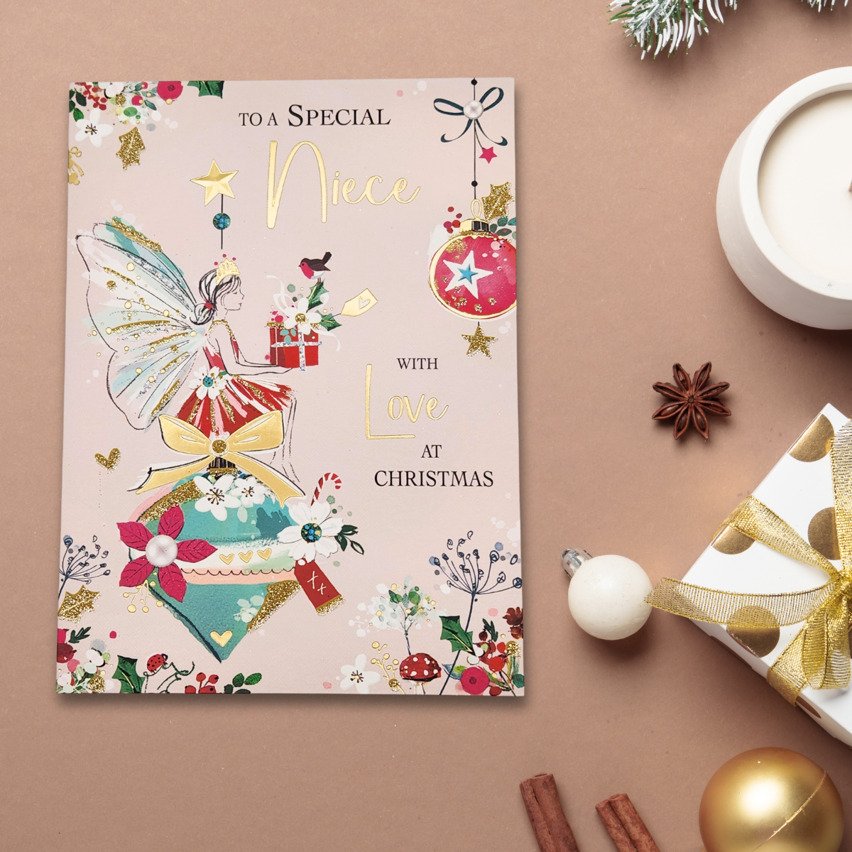 Niece Christmas Card - Merry & Bright