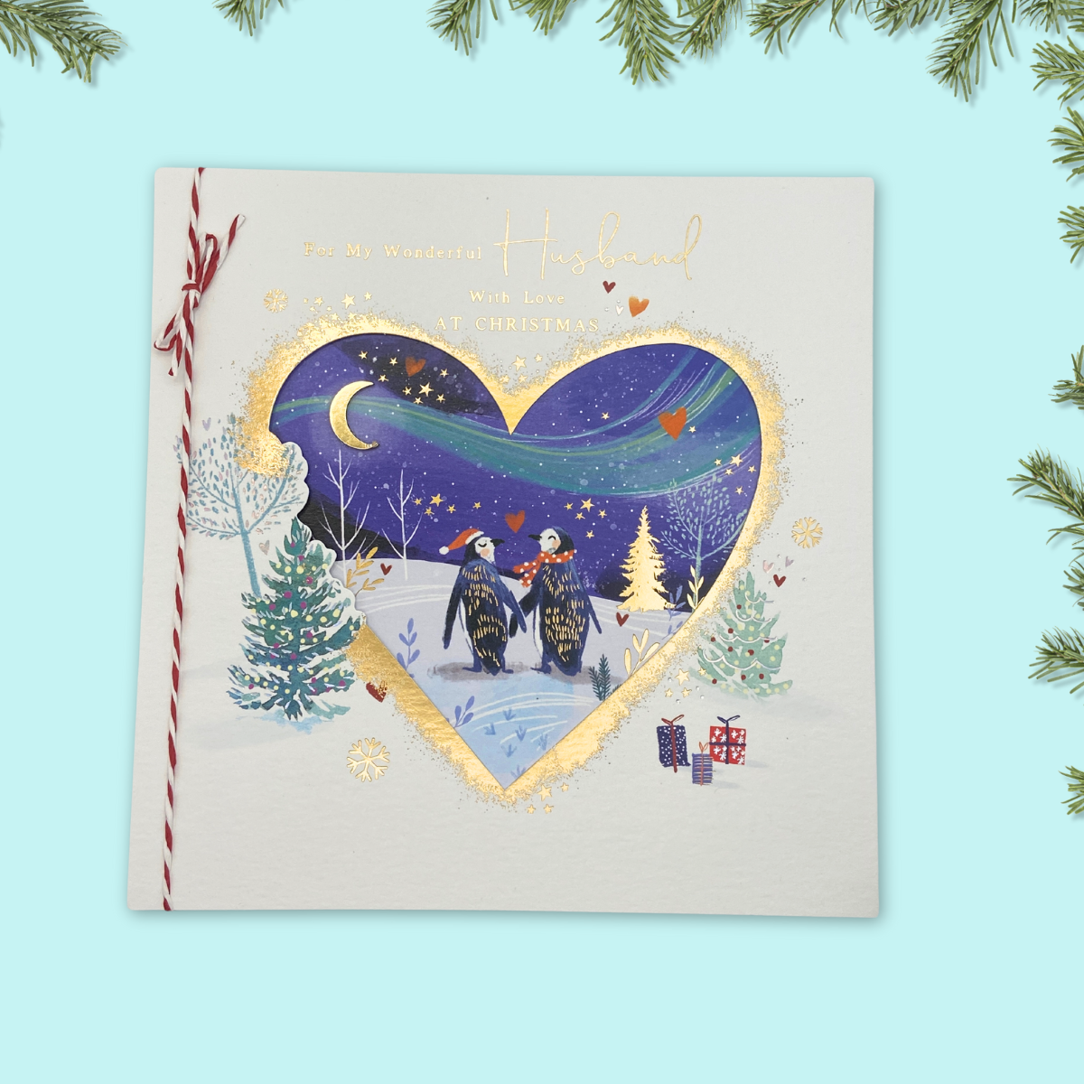 Husband Large Christmas Card - Cut-Out Heart