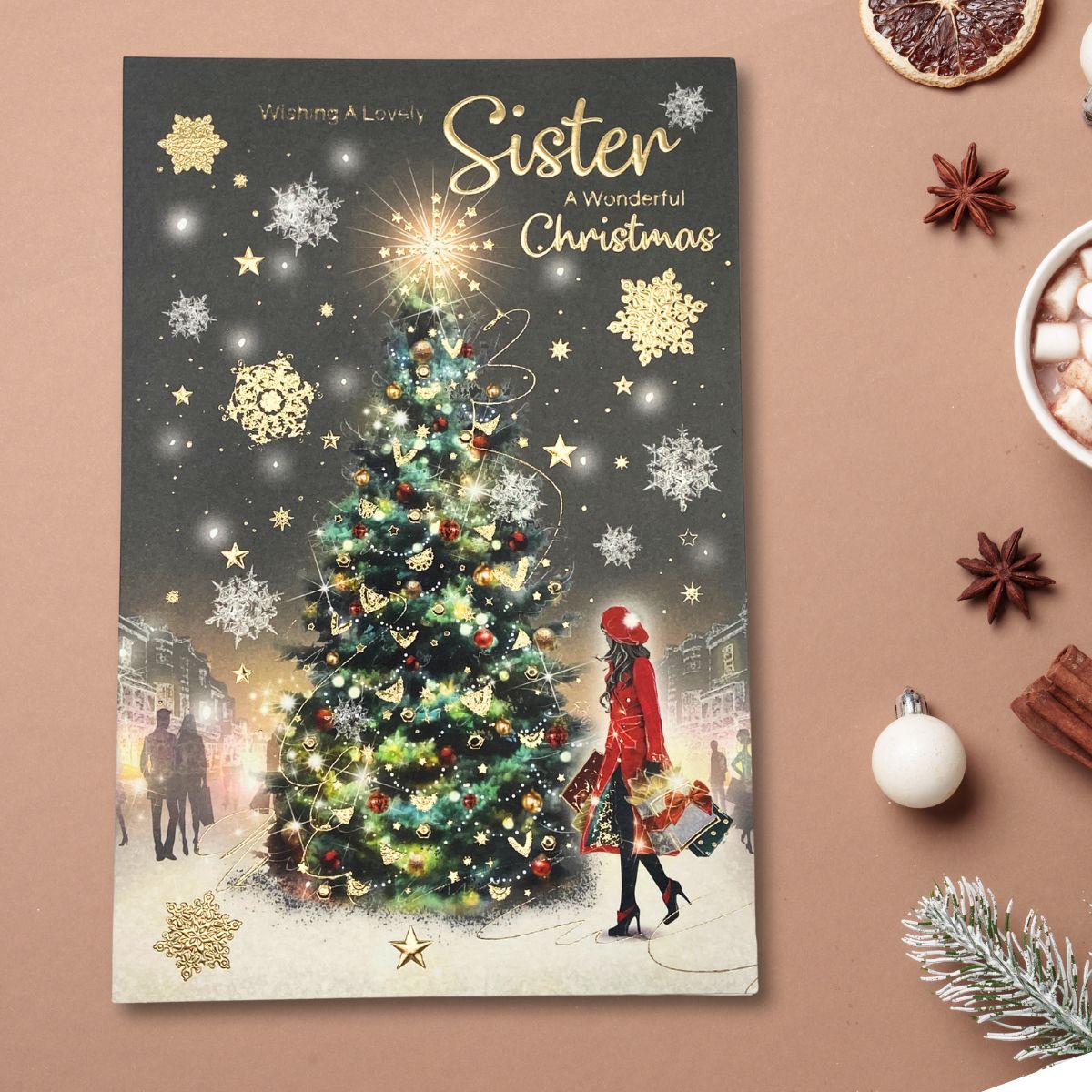 Sister Christmas Card - Grace Festive Tree