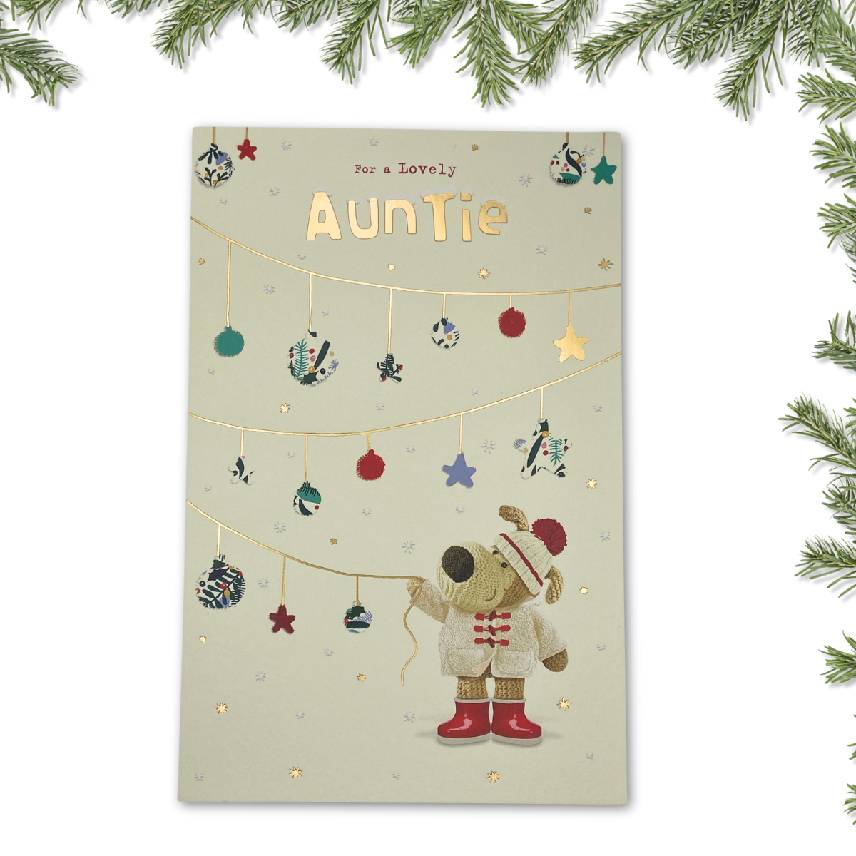 Auntie Christmas Card - Boofle & Baubles