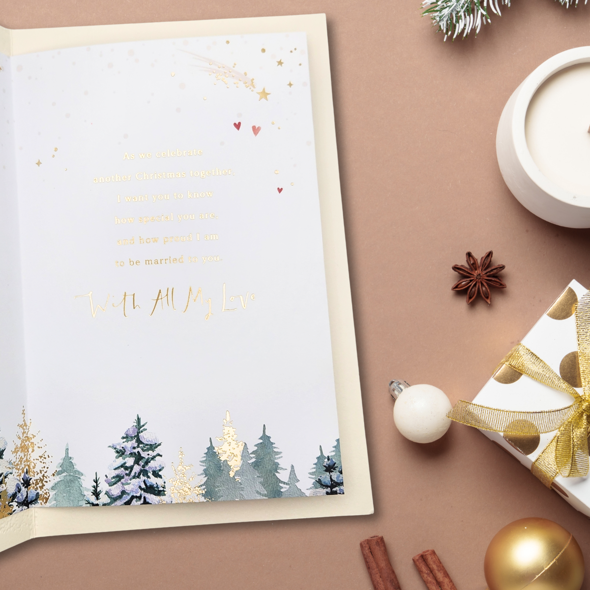 Husband Christmas Card - Golden Moon