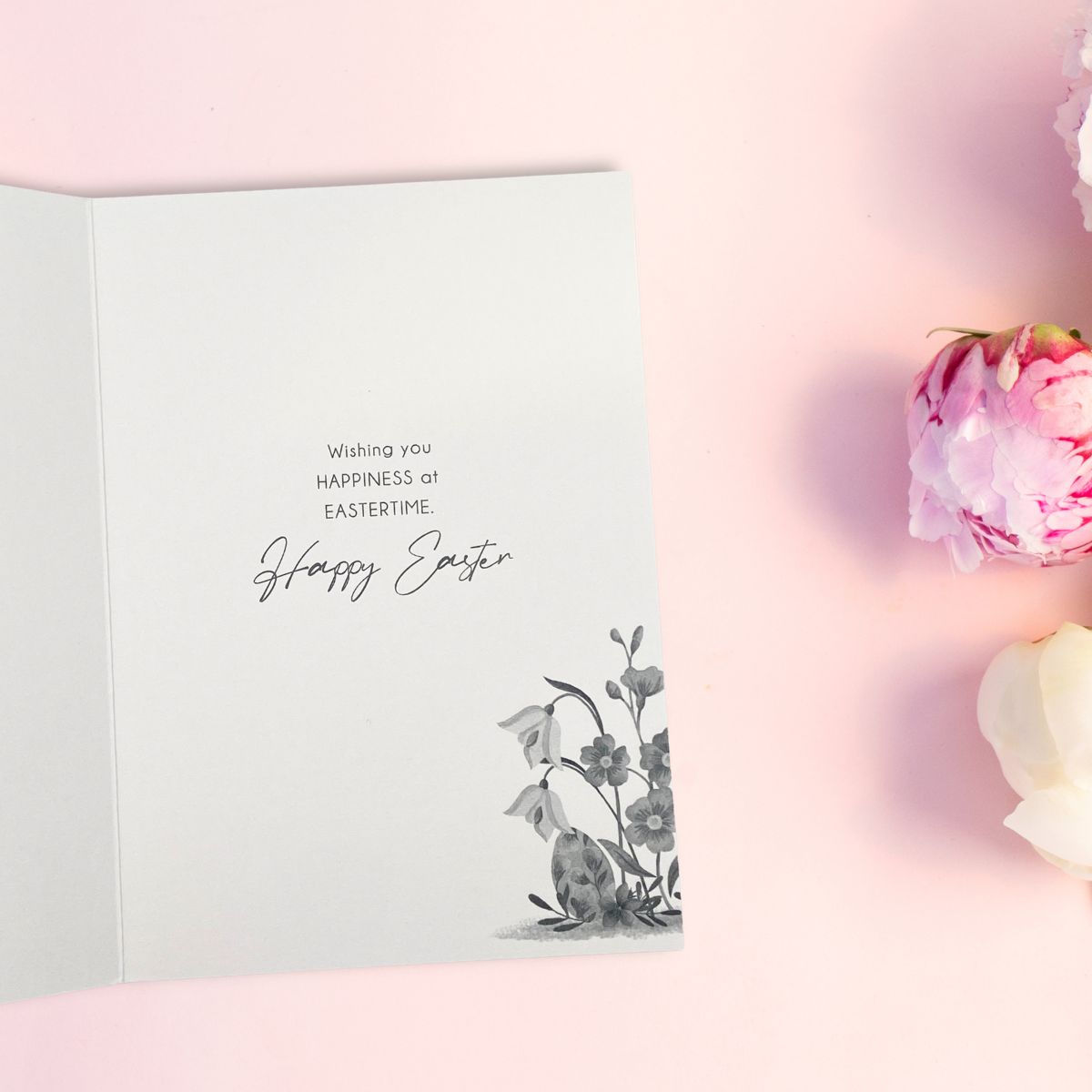 Open Easter Card - Duckling & Spring Flowers