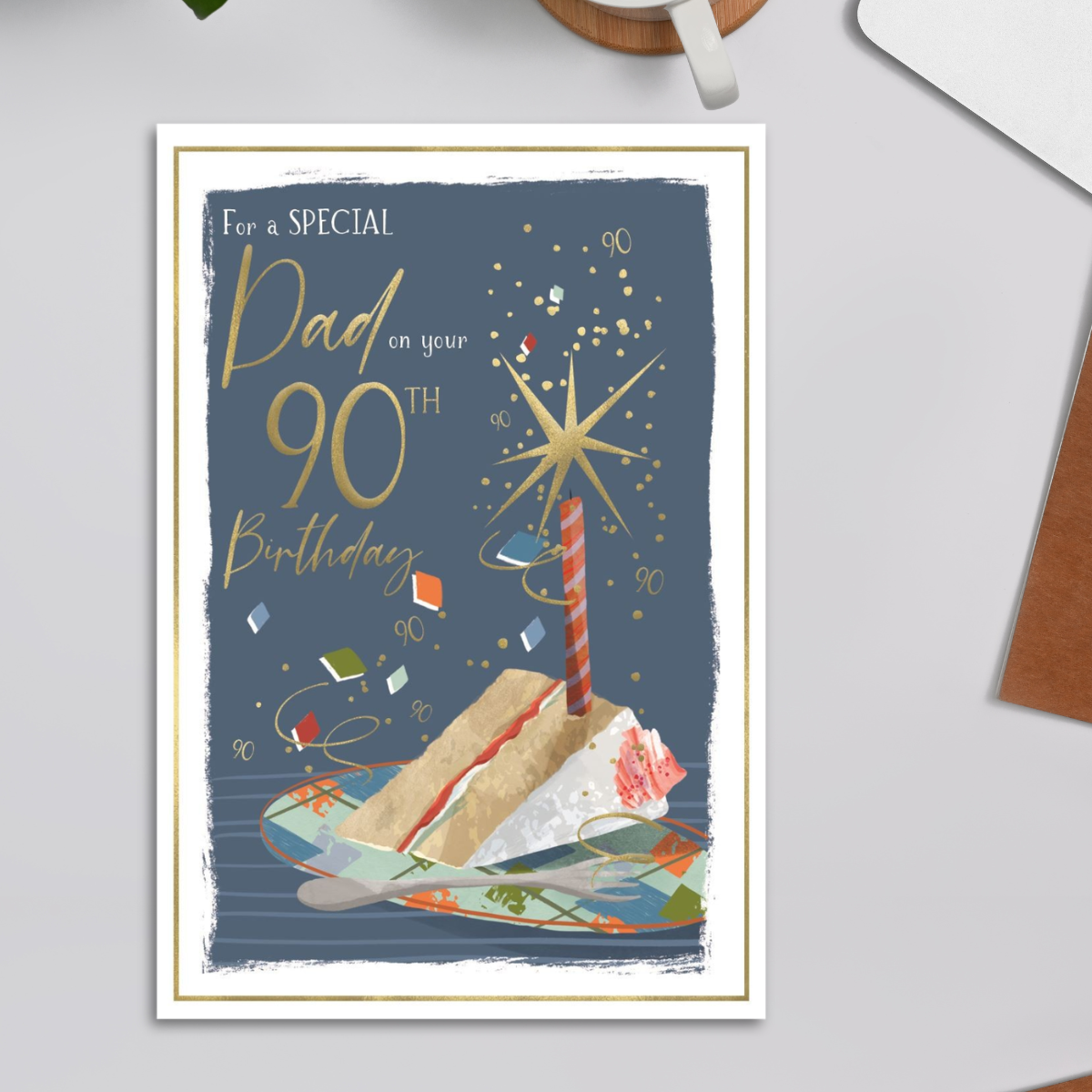 Dad 90th Birthday Card - Skylight Cake