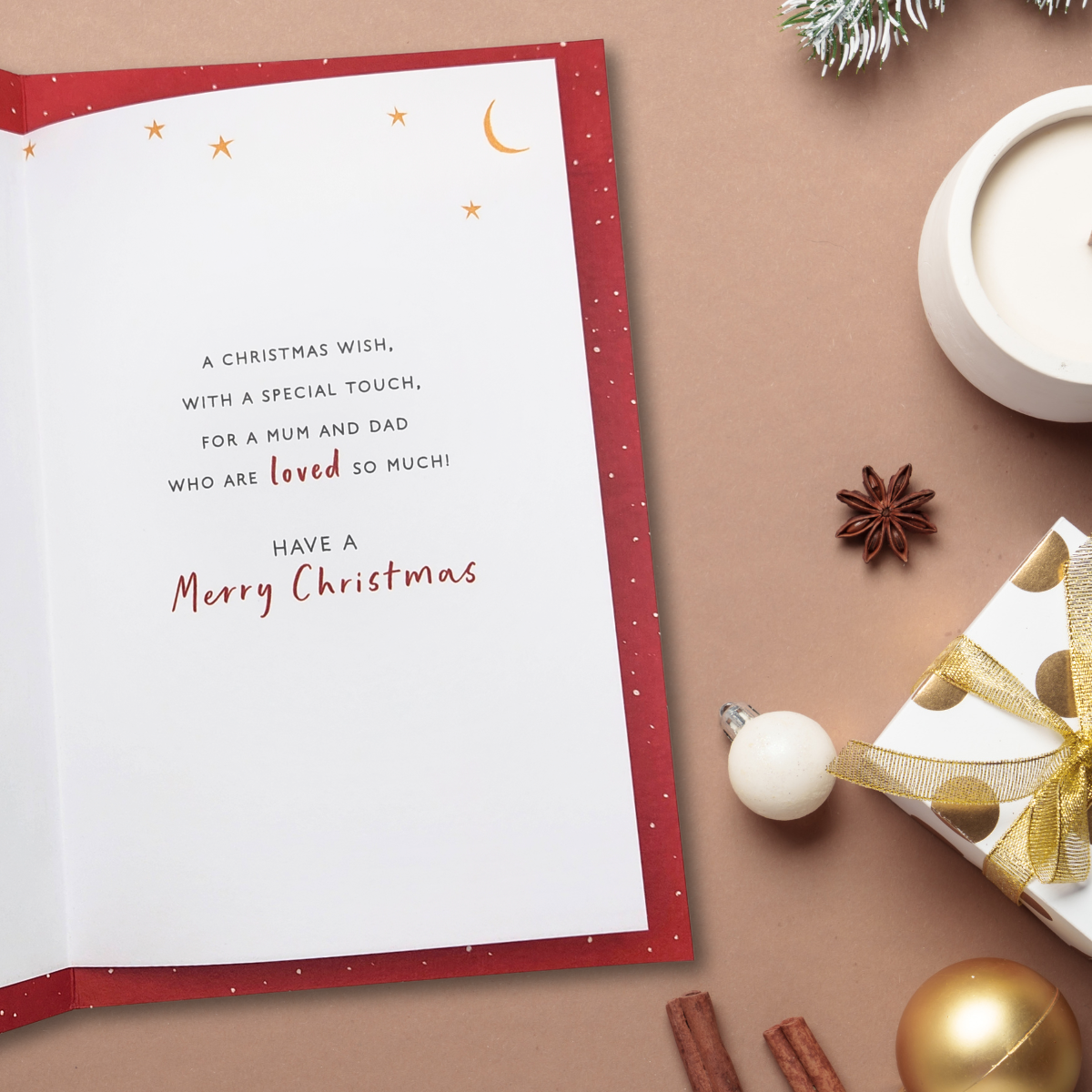 Mum & Dad Christmas Card - House In The Snow