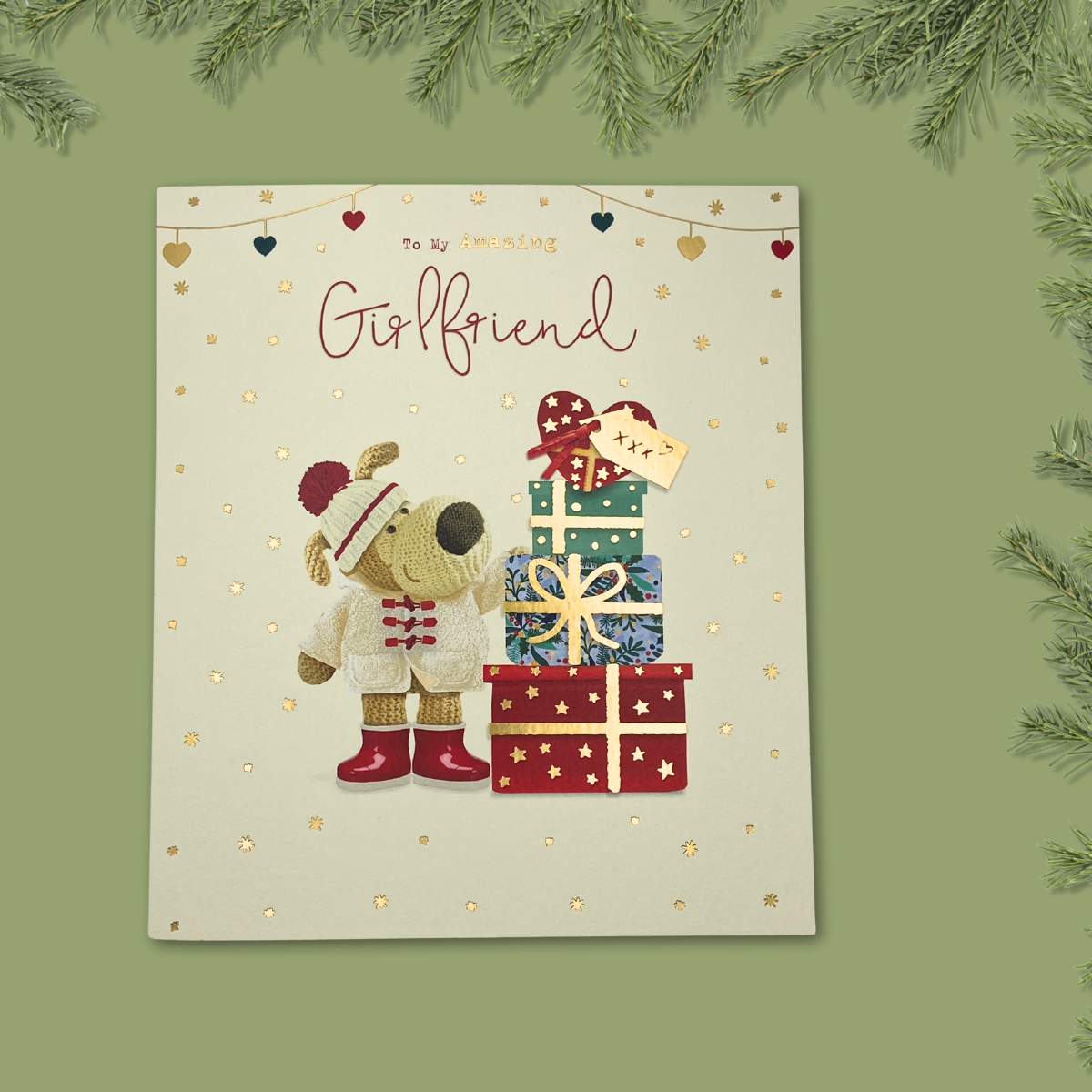 Girlfriend Christmas Card - Boofle Bear