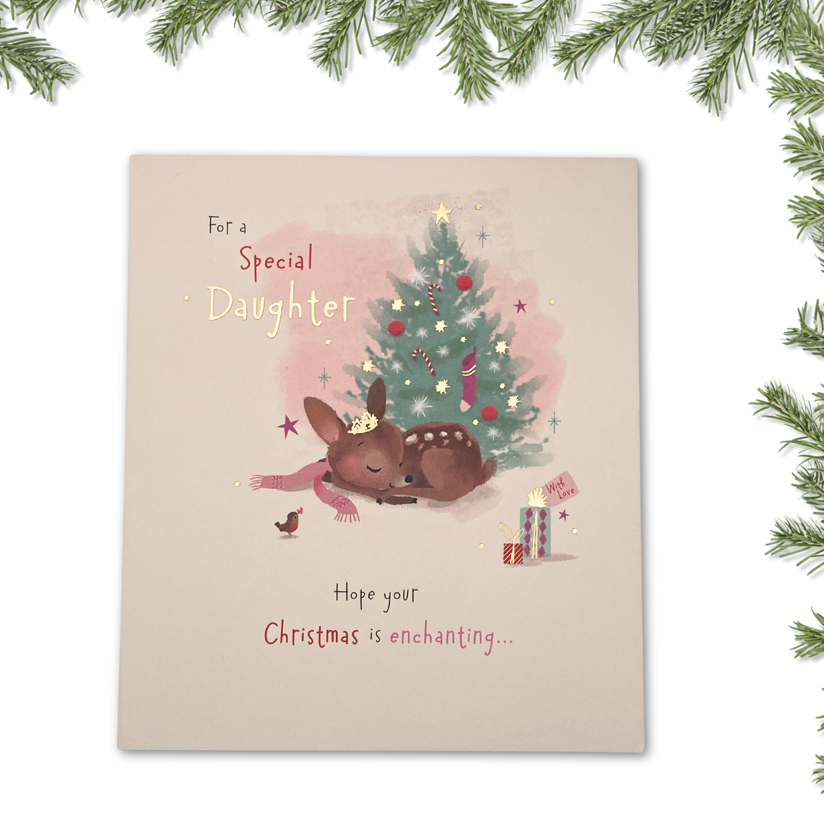 Daughter Christmas Card - Enchanting Deer