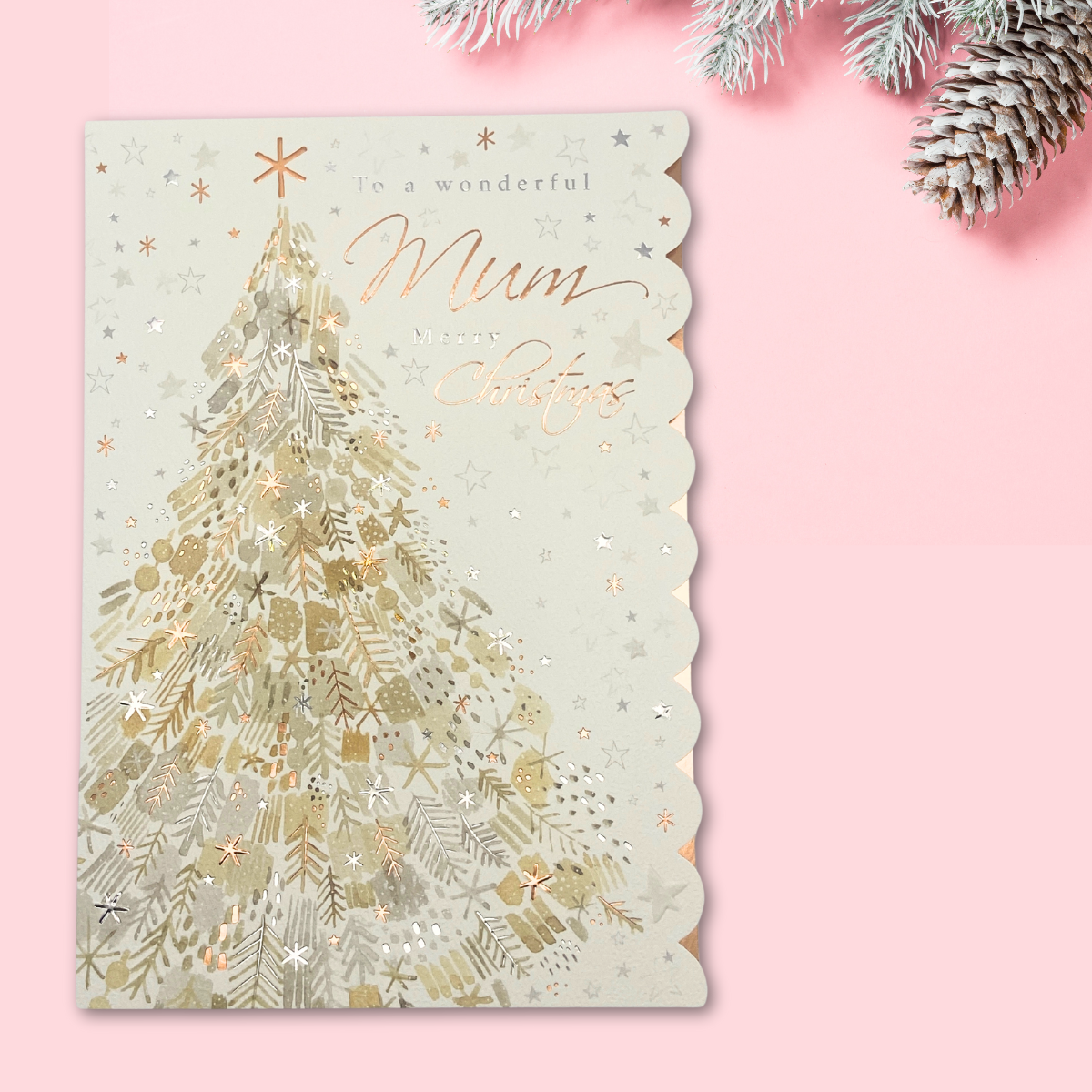 Mum Christmas Card - Gold Tree