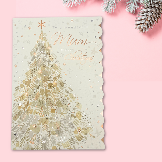 Mum Christmas Card - Gold Tree