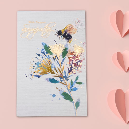 Sympathy Card - Bee & Flowers