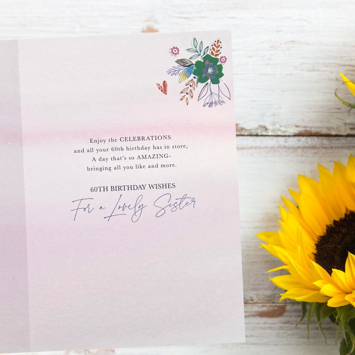 Sister 60th Birthday Card - Floral Cake