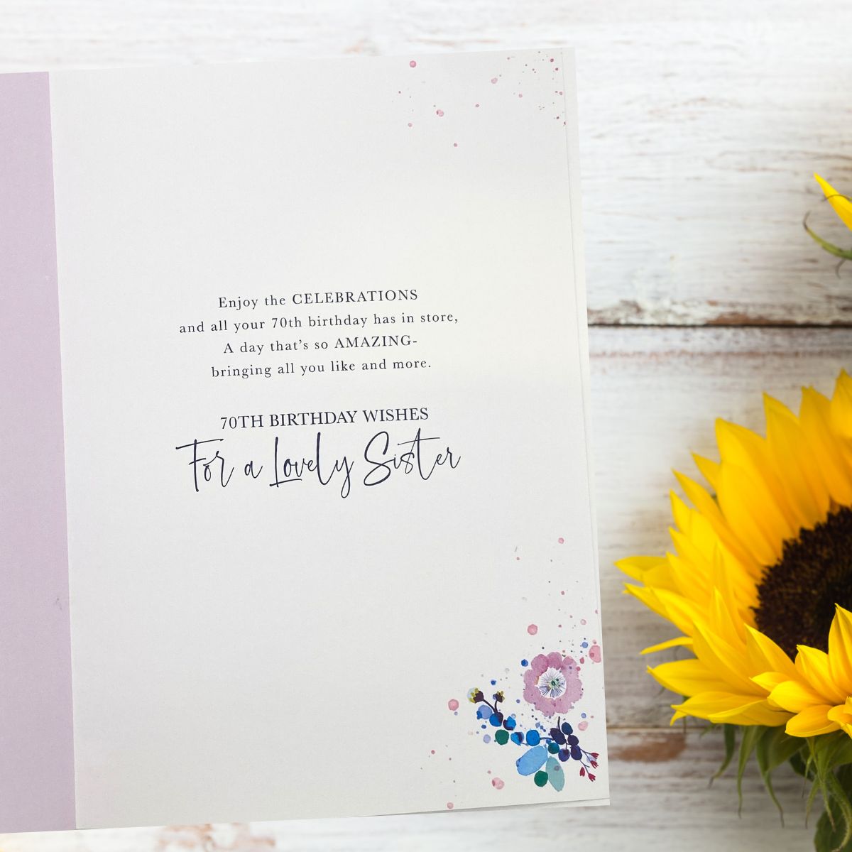Sister 70th Birthday Card - Floral Cake