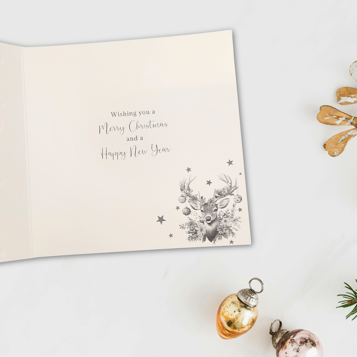 8 x Premium Christmas Cards In Box - Happy Christmas Deer
