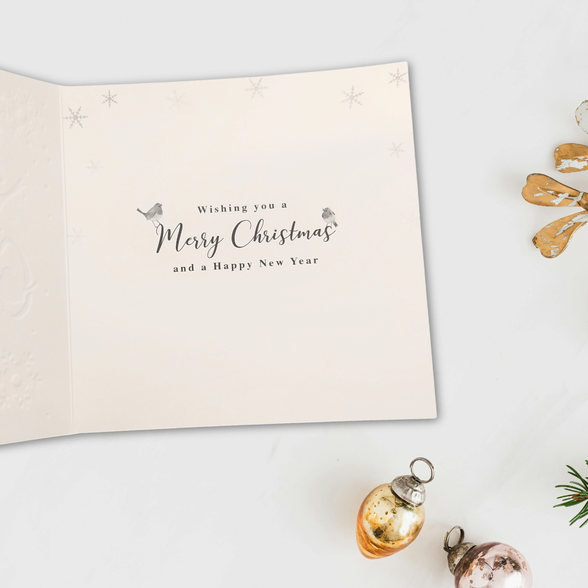 8 x Premium Christmas Cards In Box - Merry Christmas Robins