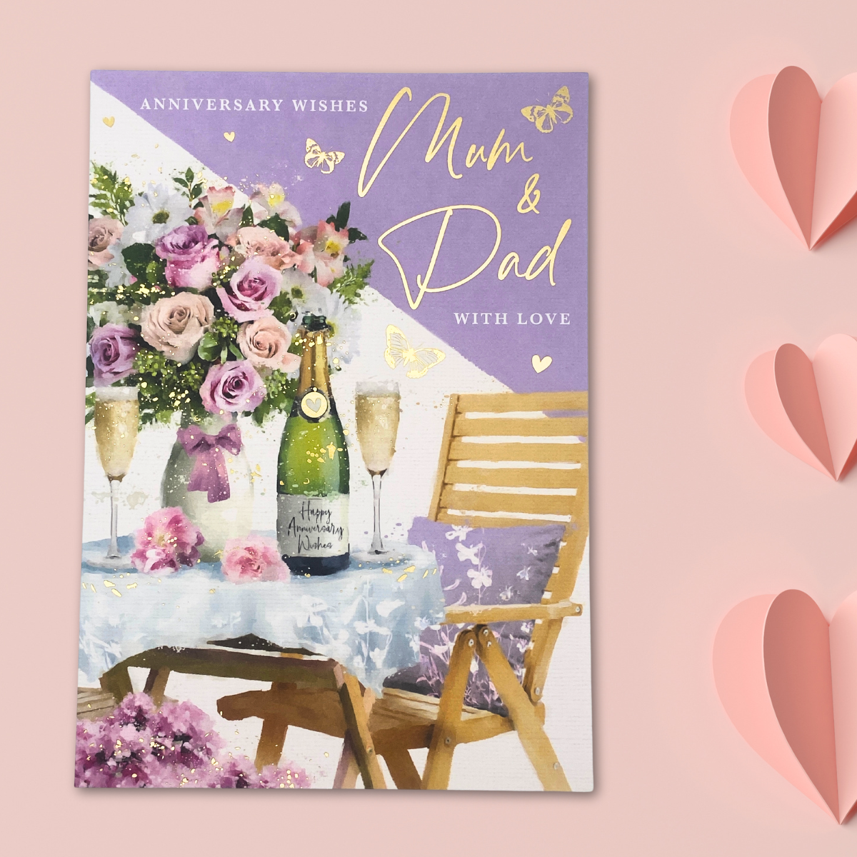 Mum & Dad Anniversary Card - Heritage Flowers & Bubbly