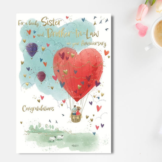 Sister & Brother-In-Law Wedding Anniversary Card - Hot Air Balloon