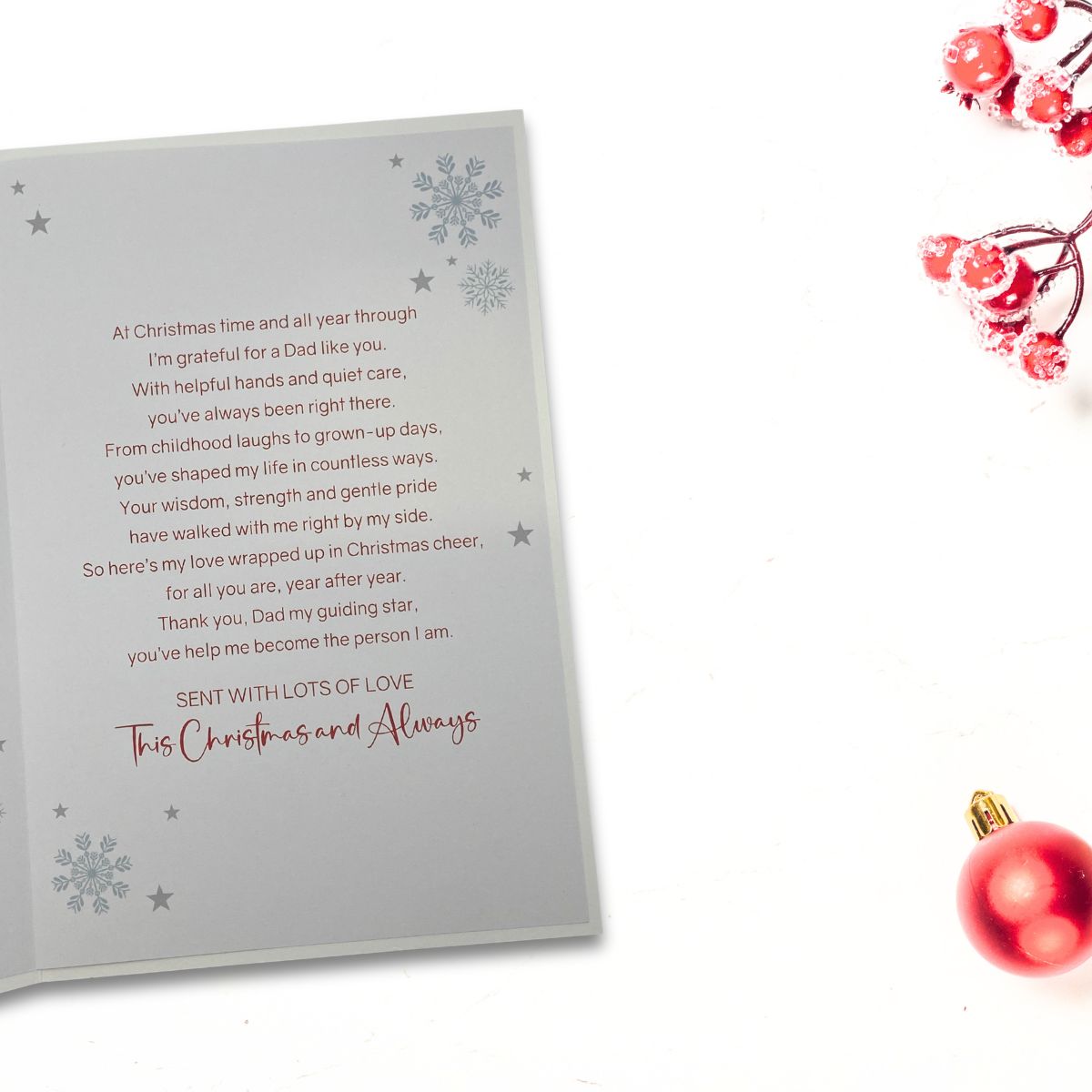 Dad Christmas Card - Red Car & Robin