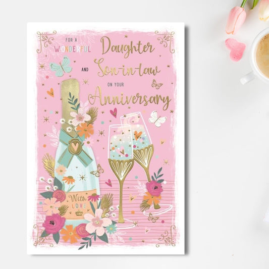 Daughter & Son-In-Law Wedding Anniversary Card - Pavillion Champagne
