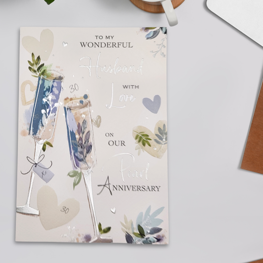 Husband Pearl Wedding Anniversary Card - 30th Signature Flutes