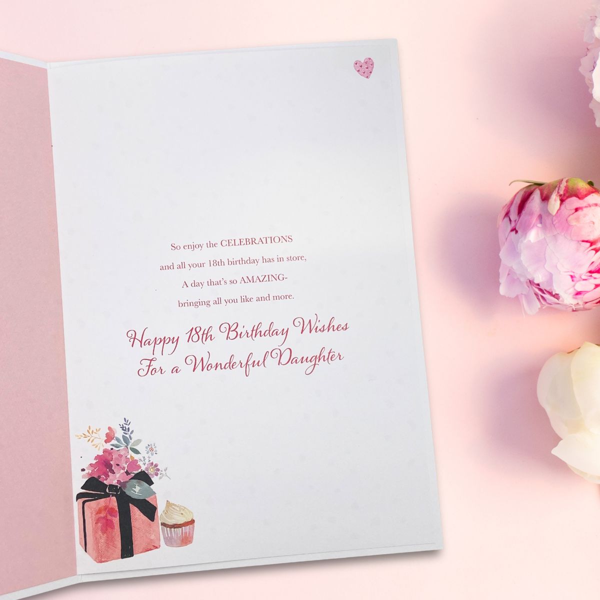 Daughter 18th Birthday Card - Gift Bags & Cupcake