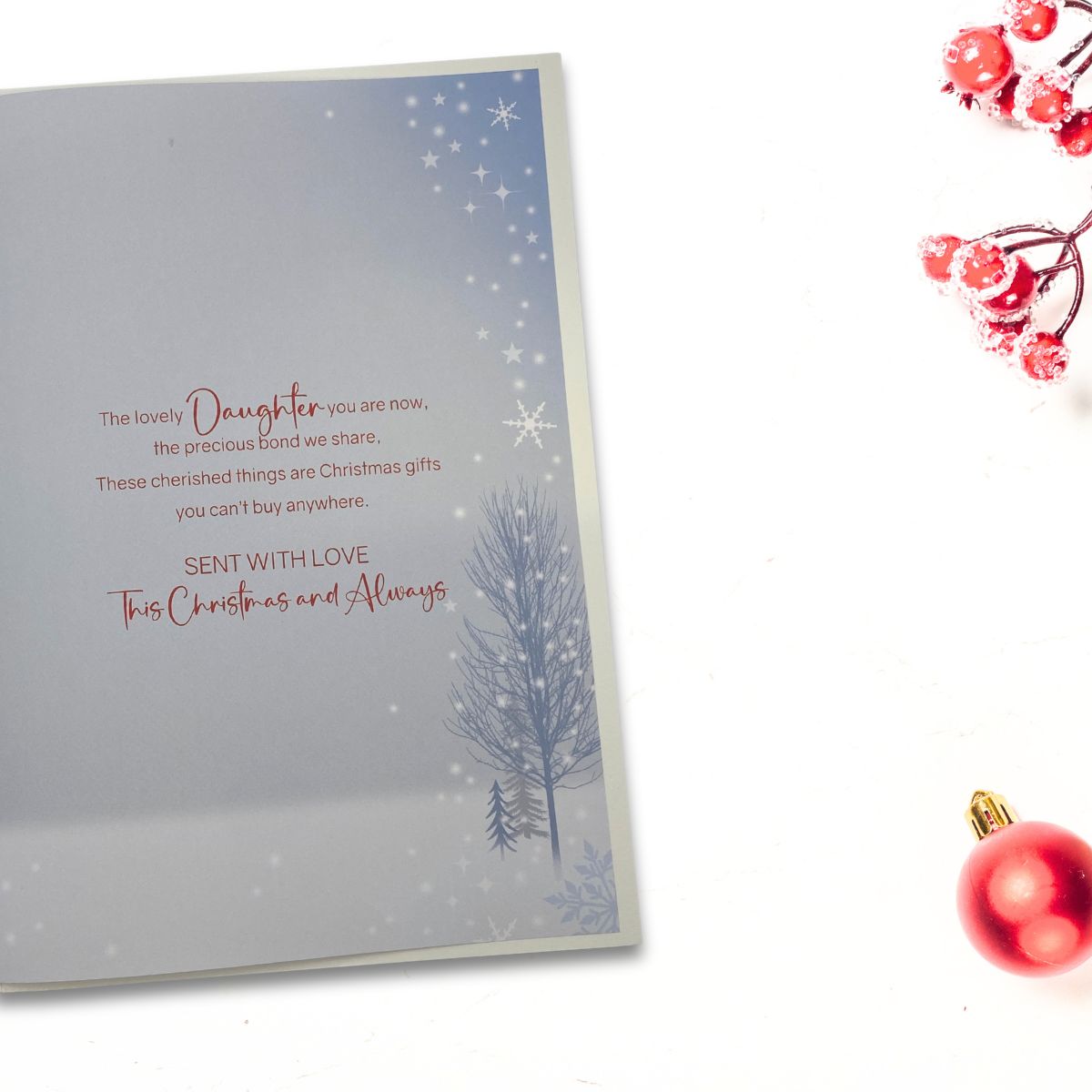 Daughter Large Christmas Card - Grace Lady In Red