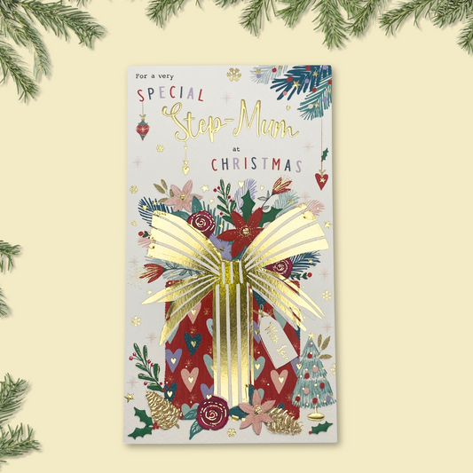 Step Mum Christmas Card - Floral Gift