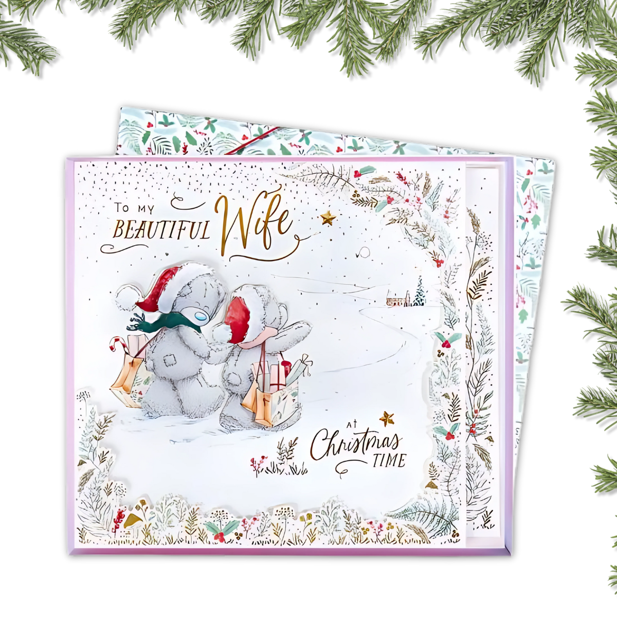 Wife Large Boxed Christmas Card - Me To You Shopping Bags