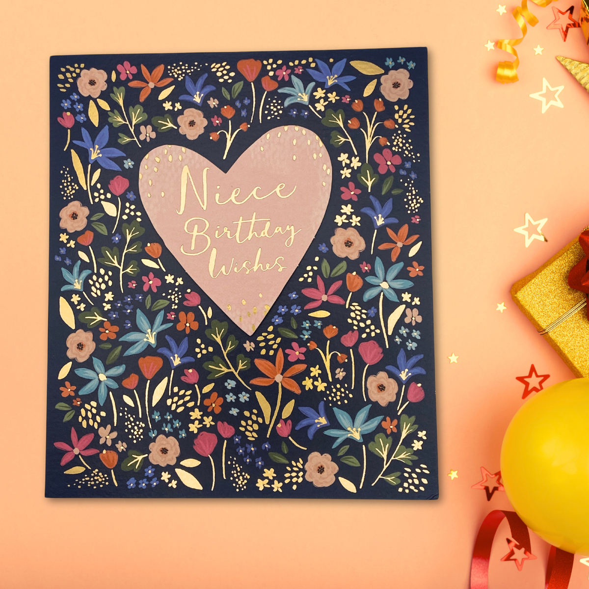 Niece Birthday Card - Floral Heart