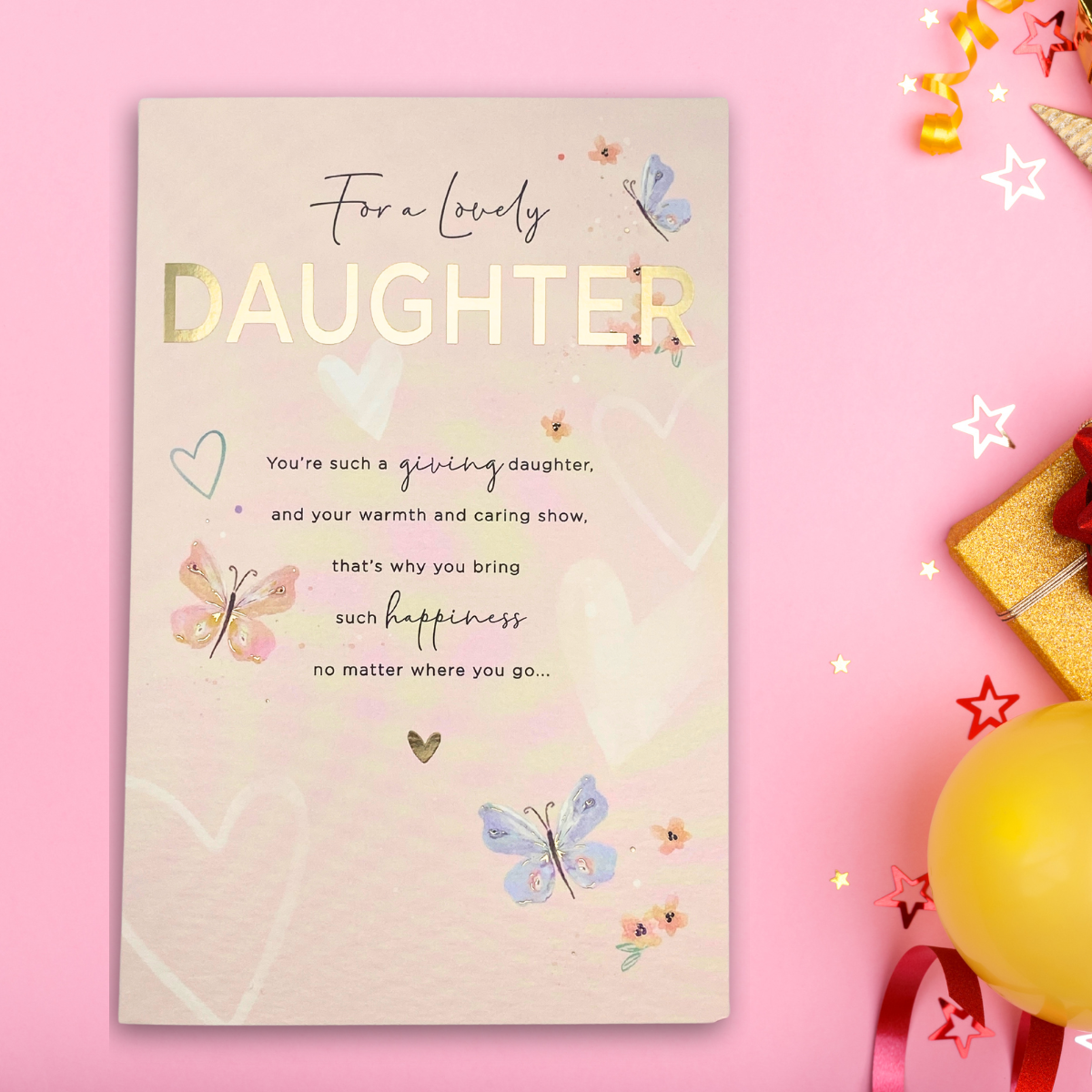 Daughter Birthday Card - Butterfly Border