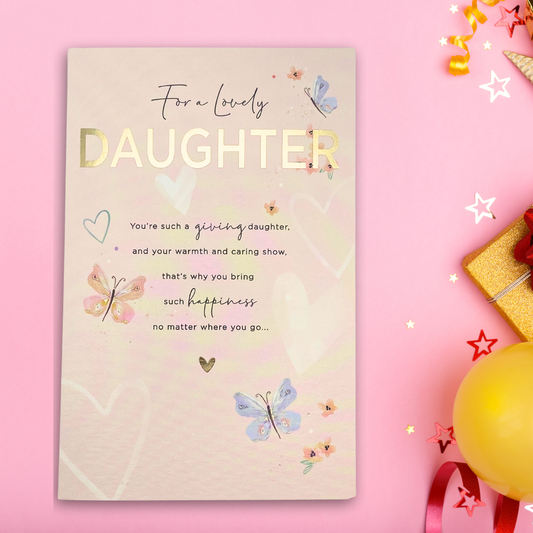 Daughter Birthday Card - Butterfly Border