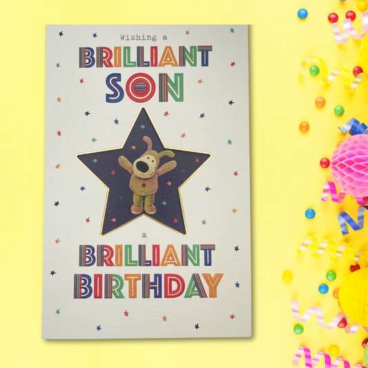 Son Birthday Card - Boofle Bear Starburst