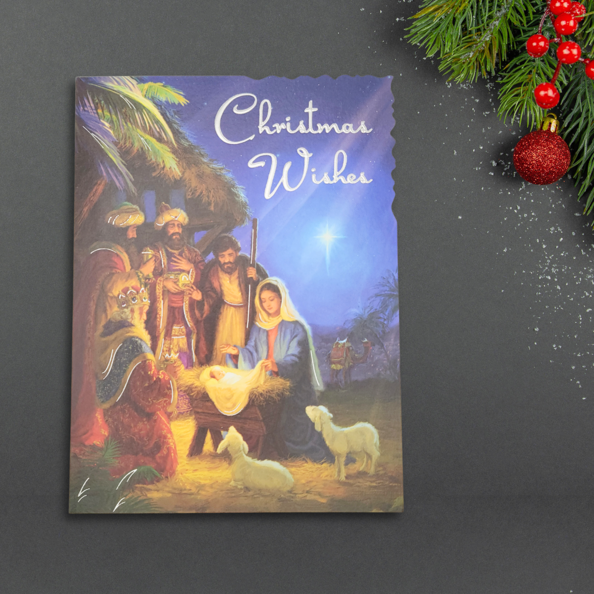 Open Christmas Card - Velvet Nativity Scene