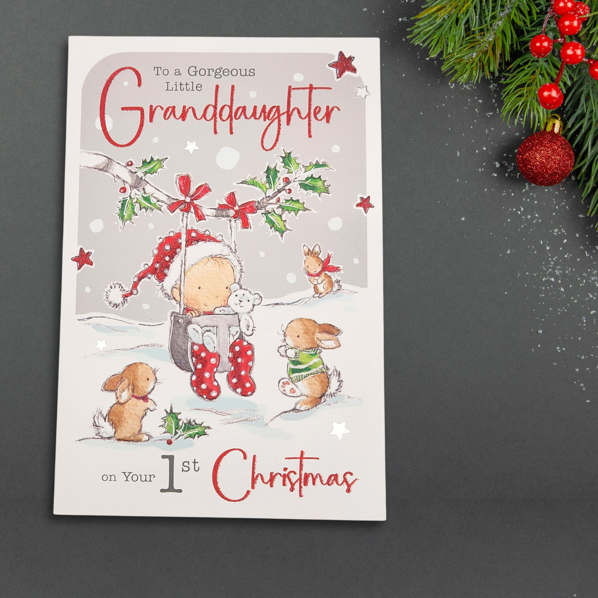 Granddaughter 1st Christmas Card - Poppets