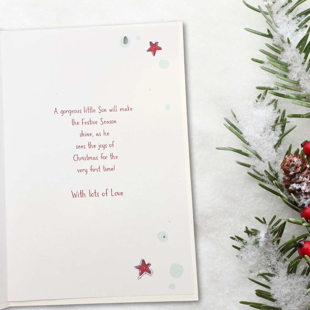 Son 1st Christmas Card - Poppets