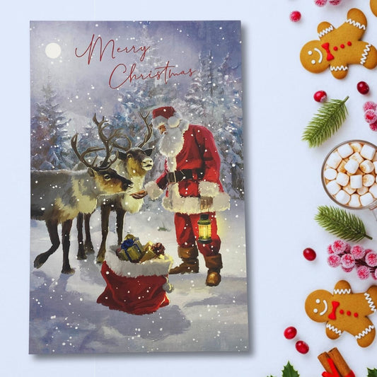 Open Christmas Card - Watermark Santa & Reindeer