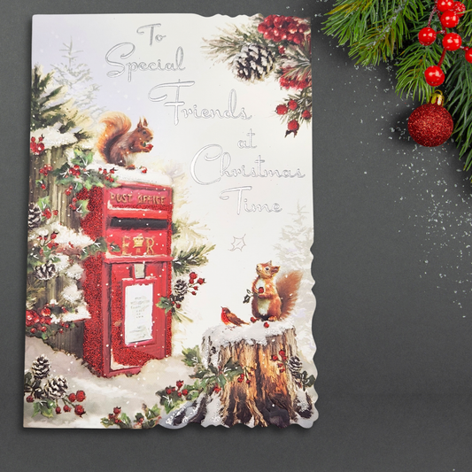 Friends Christmas Card - Velvet Post Box