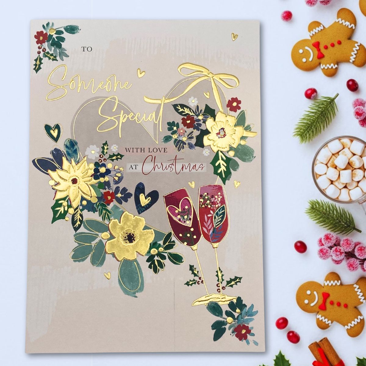 Someone Special Christmas Card - Holly Heart Wreath