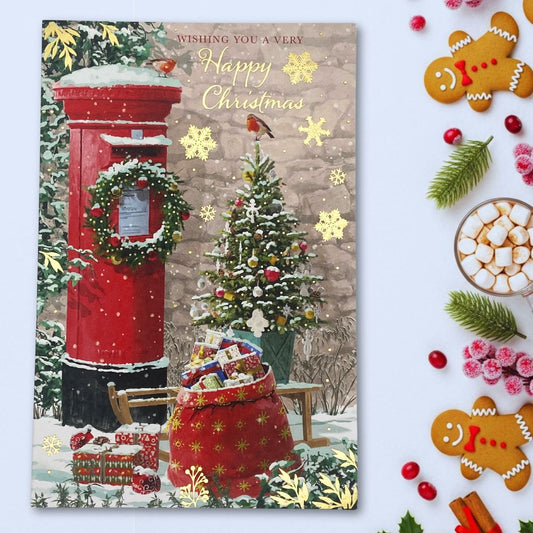 General Christmas Card - Postbox Wreath