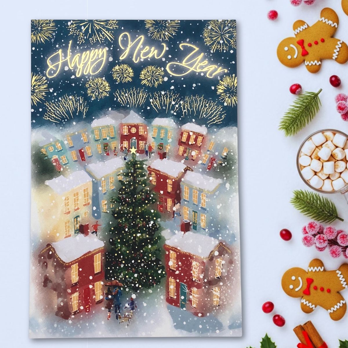 Happy New Year Card - Village Scene