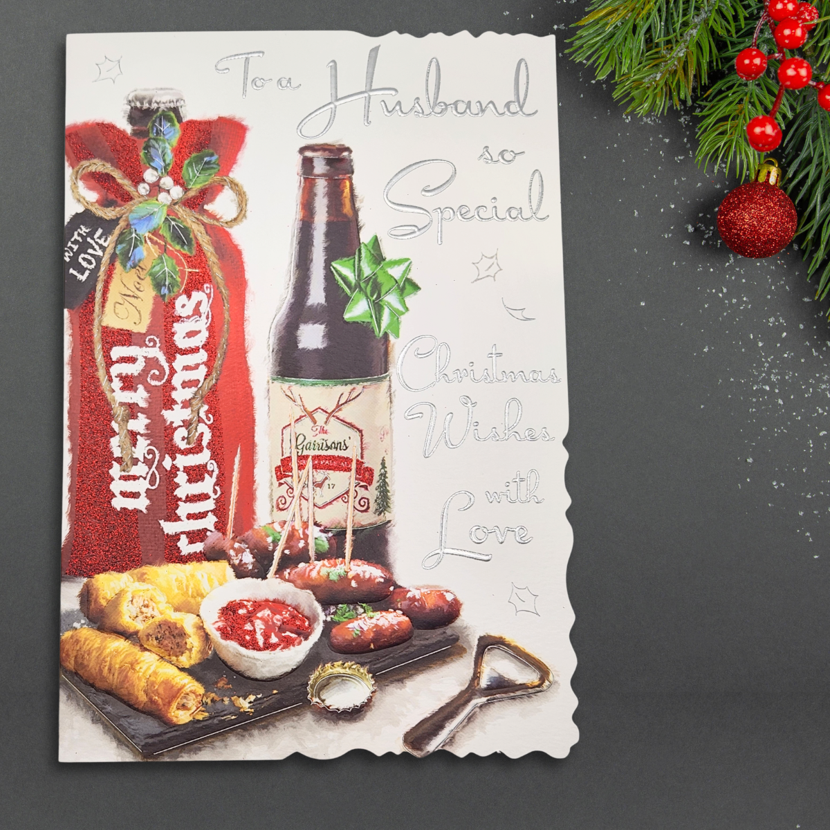 Husband Christmas Card - Velvet Beer & Nibbles