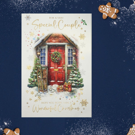 Special Couple Christmas Card - Snow Covered Welcome
