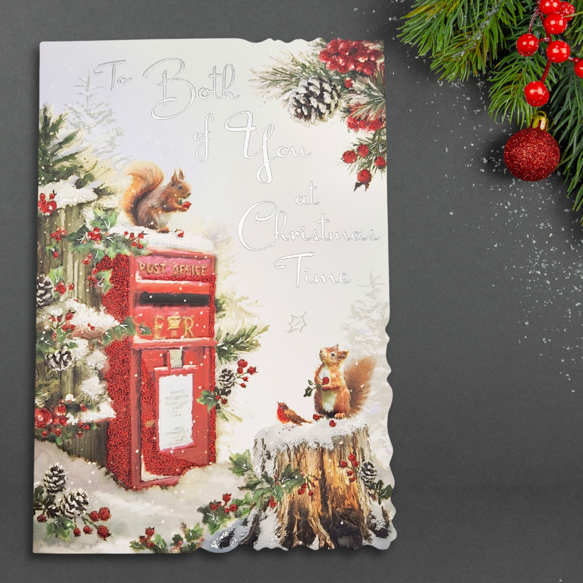 Both Of You Christmas Card - Velvet Red Post Box