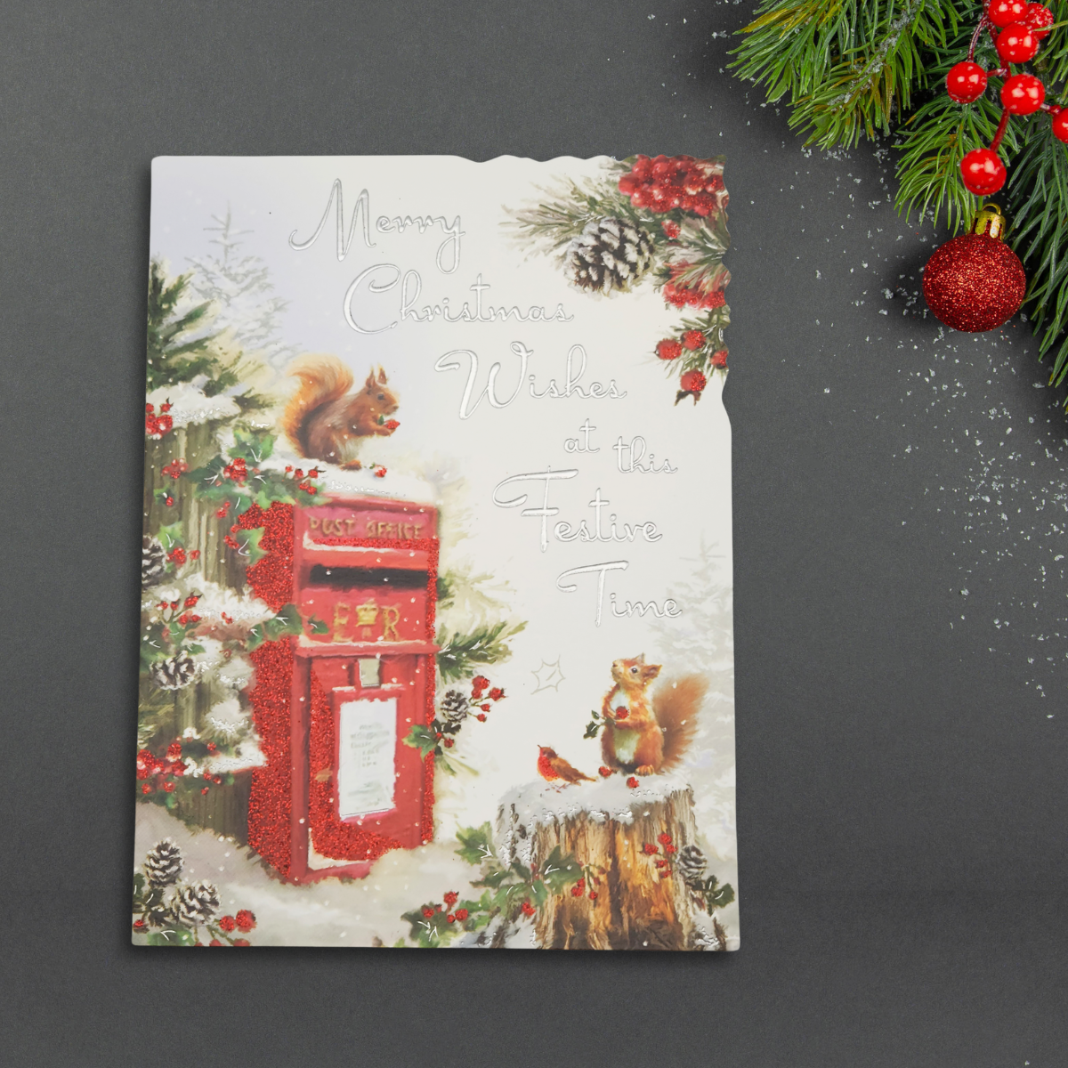 Across The Miles Christmas Card - Velvet Squirrels & Postbox