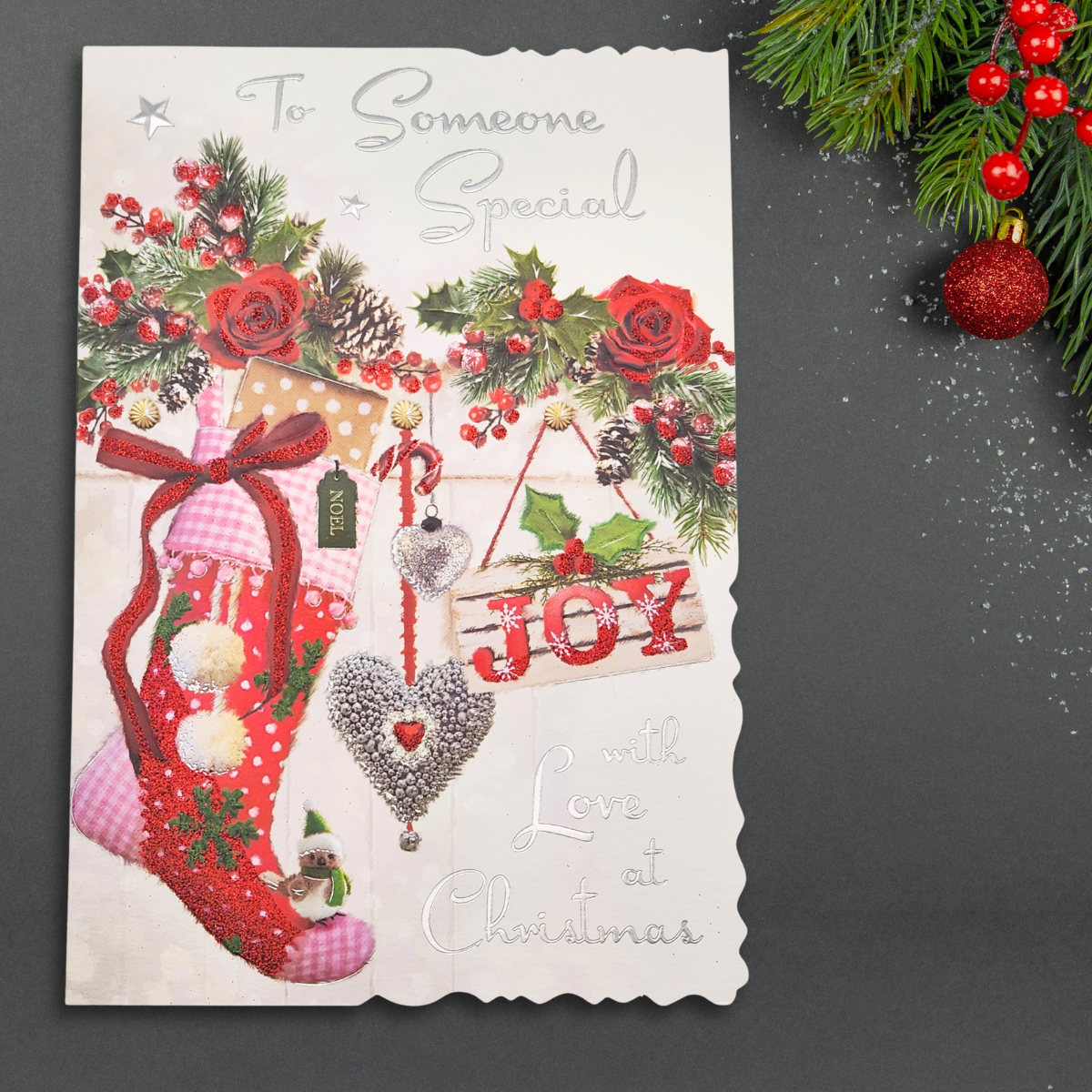 Someone Special Christmas Card - Velvet Stocking