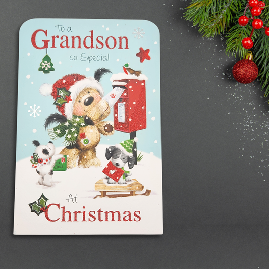 Grandson Christmas Card - Fudge & Friends