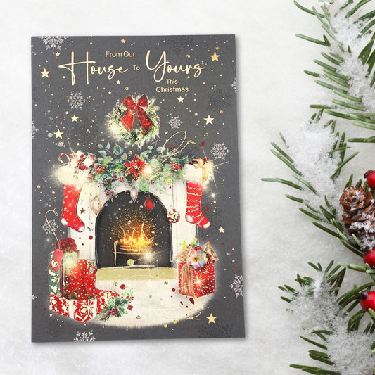Our House To Yours Christmas Card - Grace Fireplace