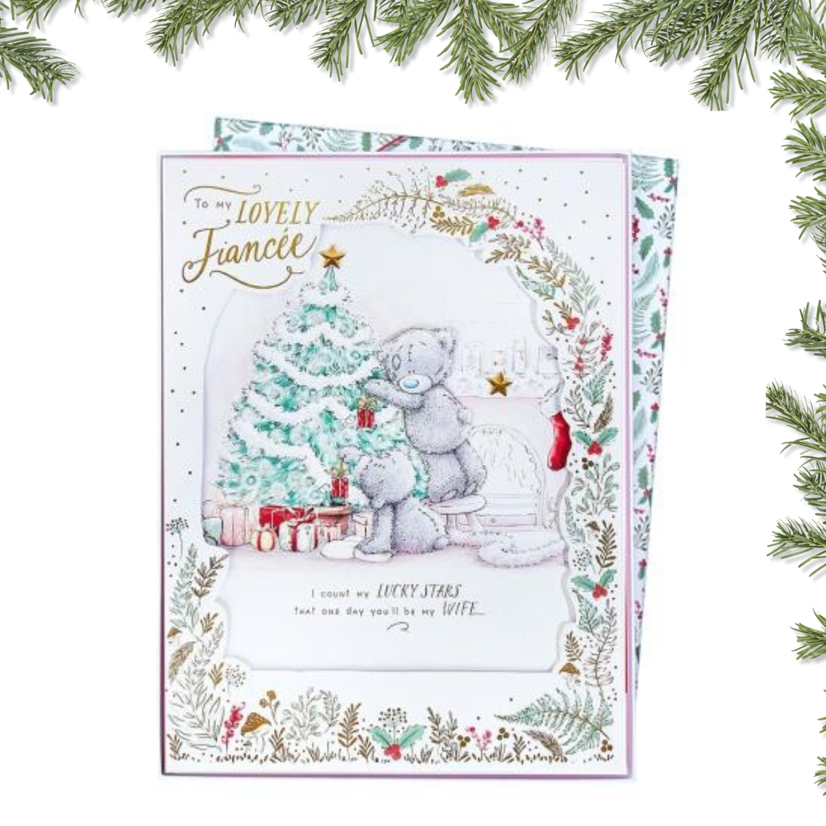 Fiancée Boxed Christmas Card - Me To You Bears Decorating Tree