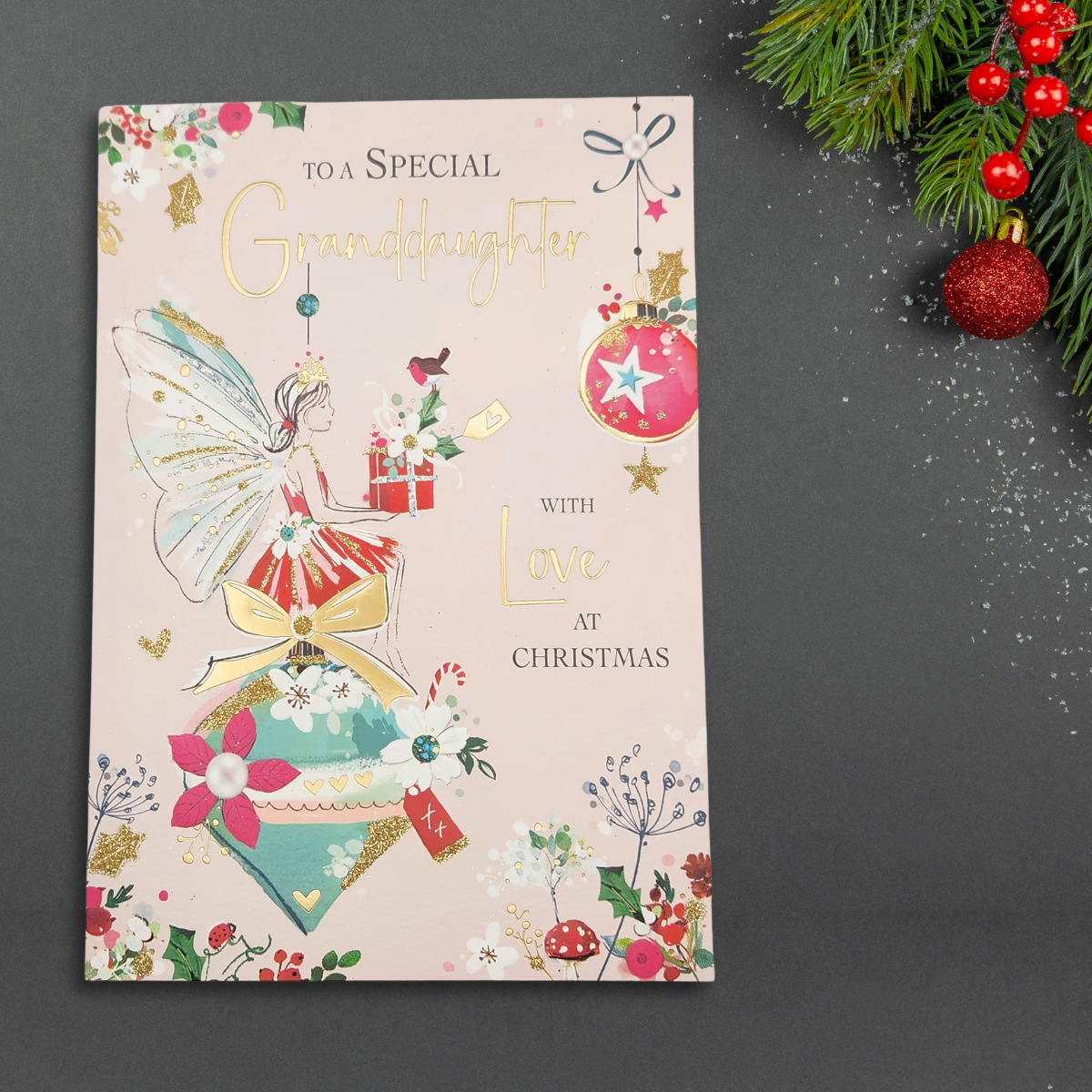 Granddaughter Christmas Card - Fairy Decoration