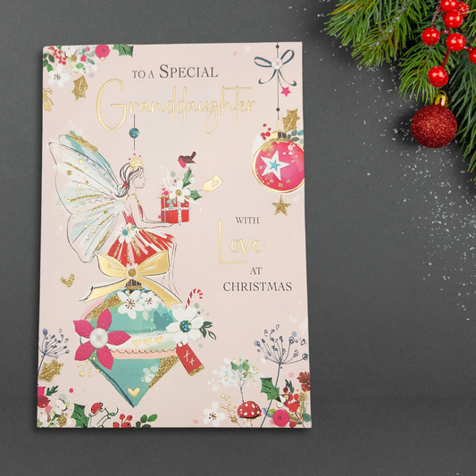 Granddaughter Christmas Card - Fairy Decoration