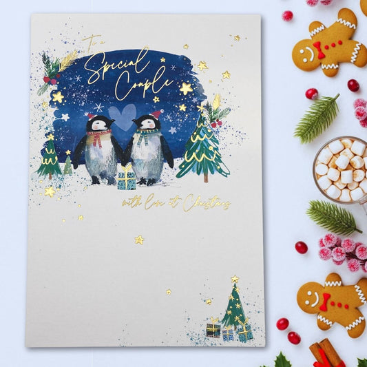 Special Couple Christmas Card - Penguin Hand In hand