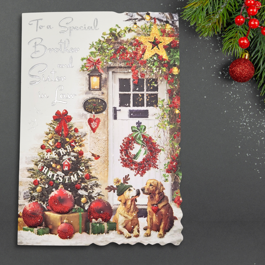 Brother & Sister-In-Law Christmas Card - Velvet Holly Cottage